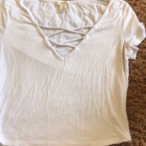 white, cropped t shirt